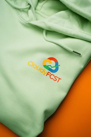Hellgrüner Hoodie mit mehrfarbigem Logodruck